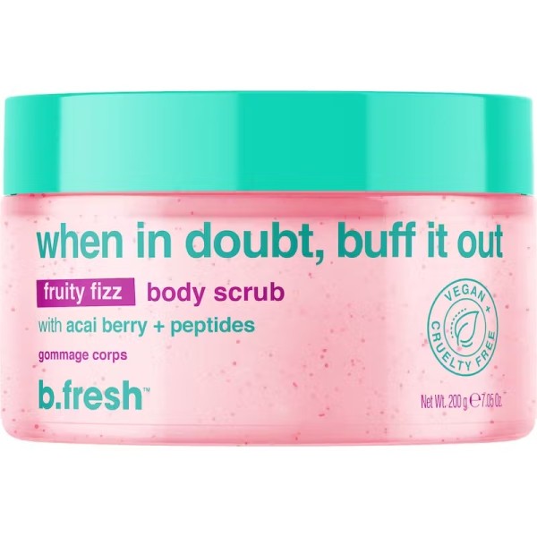 b.fresh When In Doubt, Buff It Out Fruity Fizz Body Scrub Uogų aromato kūno šveitiklis, 200g | elvaistine.lt