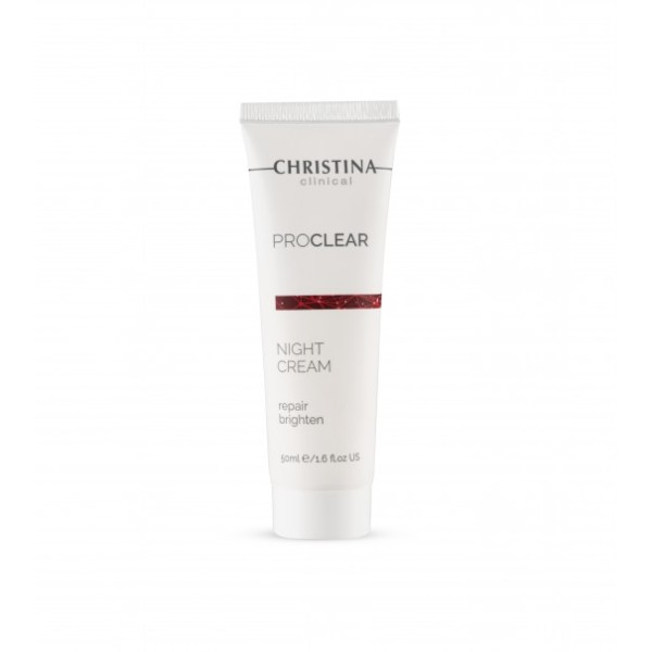 Christina Clinical ProClear Night Cream Repair Brighten Atkuriamasis naktinis veido kremas, 50ml | elvaistine.lt
