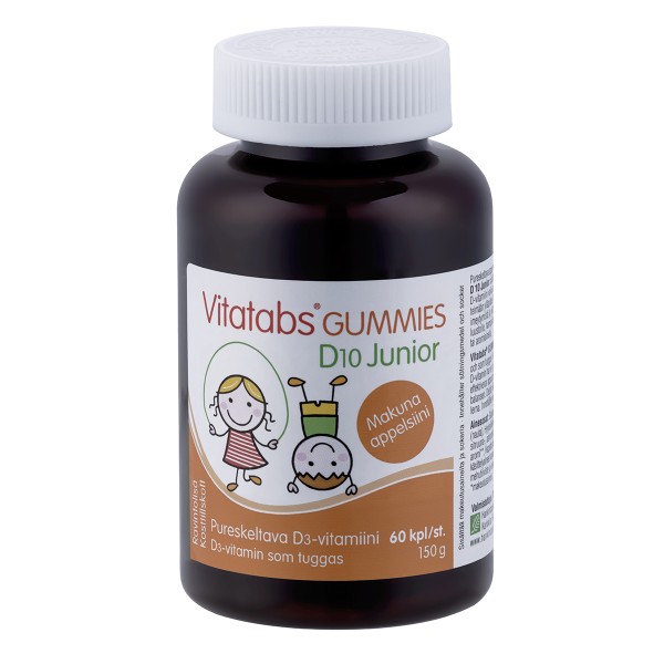 Hankintatukku Vitatabs D10 Junior Gummies Kramtomi apelsinų skonio vitamino D guminukai vaikams, N60 | elvaistine.lt