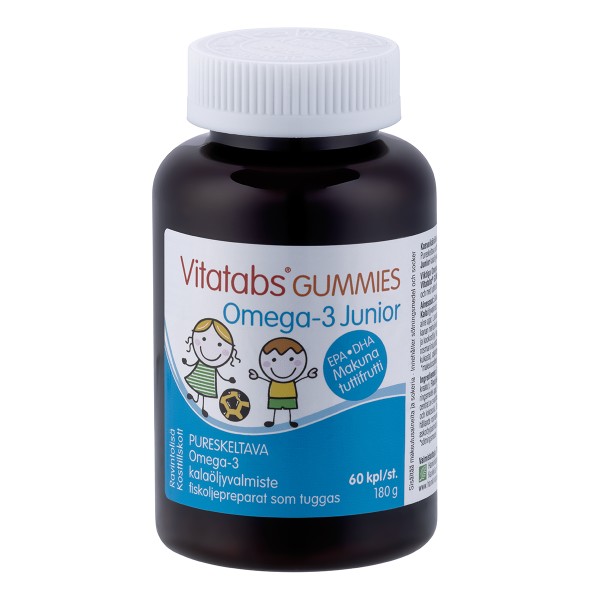 Hankintatukku Vitatabs Omega-3 Junior Gummies Kramtomi tuti-fruti skonio omega-3 gunimukai vaikams, N60 | elvaistine.lt