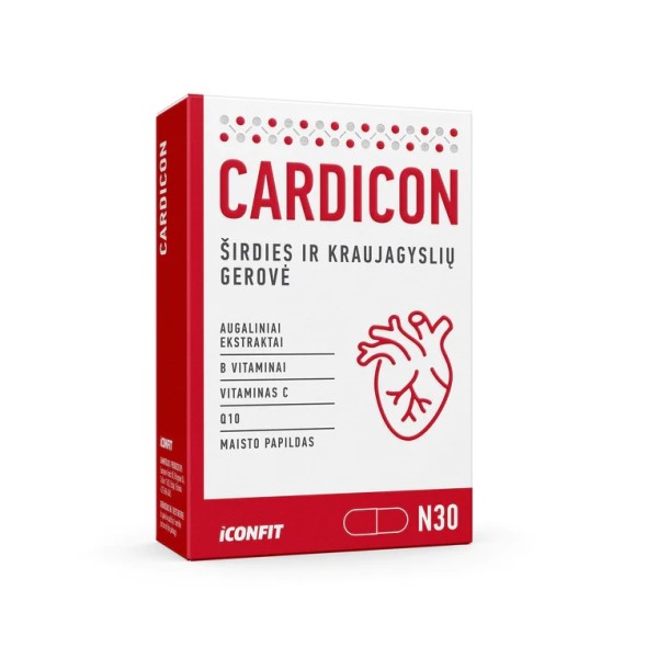 ICONFIT Cardicon Kompleksinis maisto papildas skirtas širdies ir kraujagyslių funkcijai palaikyti,N30 | elvaistine.lt