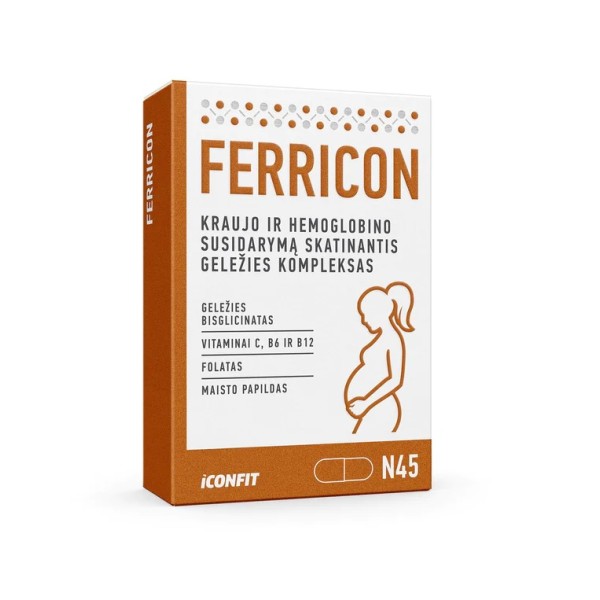ICONFIT Ferricon Kraujo ir hemoglobino susidarymą skatinantis geležies kompleksas,N45 | elvaistine.lt