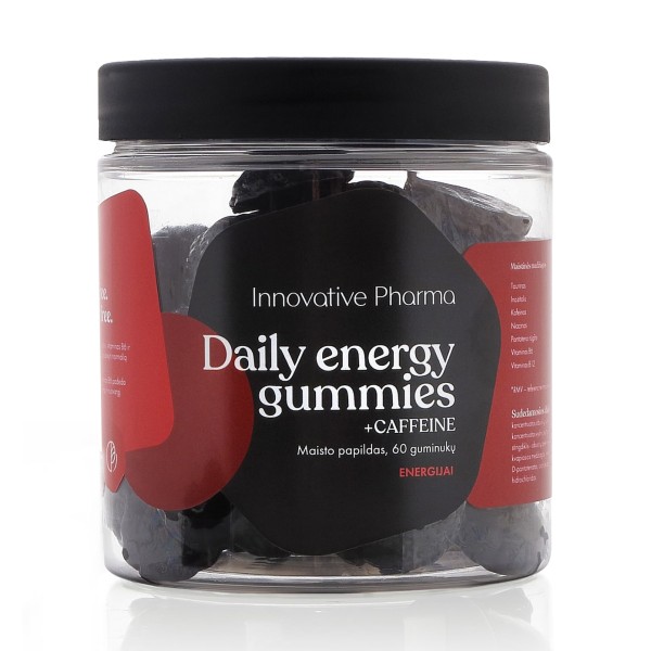 Innovative Pharma Baltics Daily Energy Gummies + Caffeine Maisto papildas, 60 guminukų | elvaistine.lt