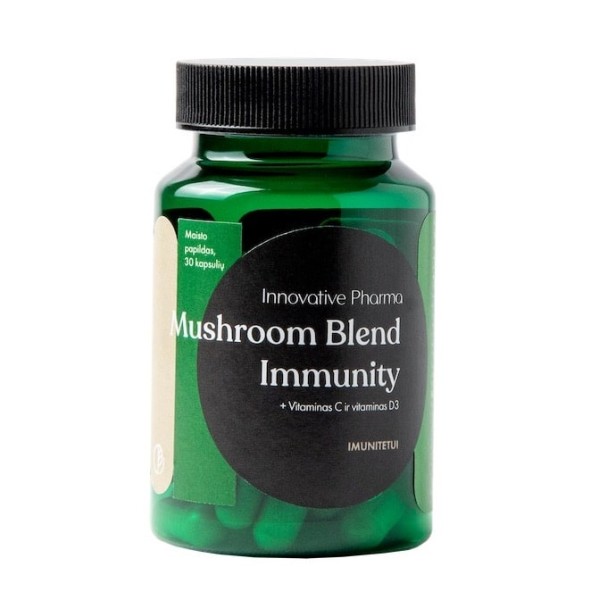 Innovative Pharma Baltics Mushroom Blend Immunity + Vitaminas C ir Vitaminas D3, 30 kaps. | elvaistine.lt