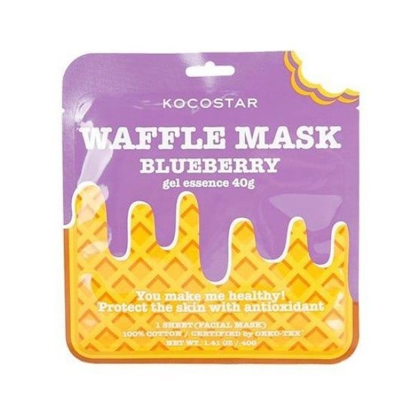 Kocostar Waffle Mask Blueberry Lakštinė veido kaukė su antioksidantais, 1vnt | elvaistine.lt