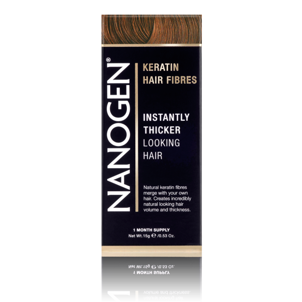 Nanogen Keratin Hair Fibres Auburn Plaukų efektą sukurianti pudra-skaidulos, 15g | elvaistine.lt