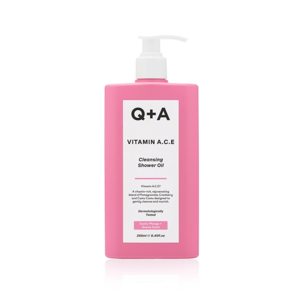 Q+A Vitamin A.C.E. Cleansing Shower OIl Valomasis dušo aliejus, 250ml | elvaistine.lt