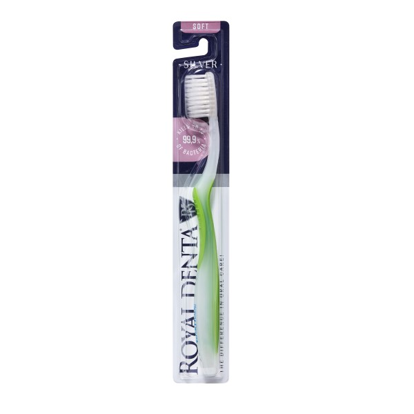 Royal Denta Silver Soft Toothbrush Minkštas dantų šepetėlis su sidabro nanodalelėmis, 1 vnt. | elvaistine.lt