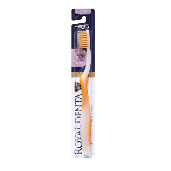 Royal Denta Gold Soft Toothbrush Minkštas dantų šepetėlis su aukso nanodalelėmis, 1 vnt. | elvaistine.lt